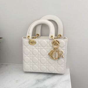 Small Lady Dior Bag – cannage white with Gold Hardware